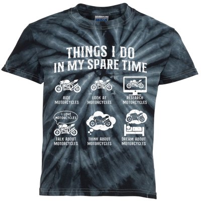 Things I Do In My Spare Time Biker Motorcycle Rider Riding Kids Tie-Dye T-Shirt