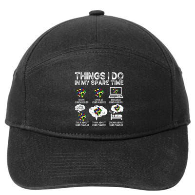 Things I Do In My Spare Time Cube Puzzle Speed Cubing Funny Great Gift 7-Panel Snapback Hat