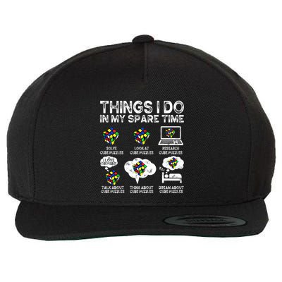 Things I Do In My Spare Time Cube Puzzle Speed Cubing Funny Great Gift Wool Snapback Cap