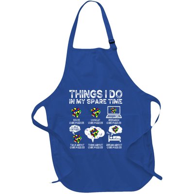 Things I Do In My Spare Time Cube Puzzle Speed Cubing Funny Great Gift Full-Length Apron With Pockets