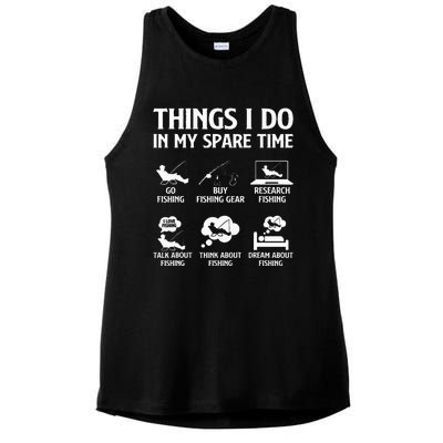 Things I Do In My Spare Time Fishing Ladies PosiCharge Tri-Blend Wicking Tank