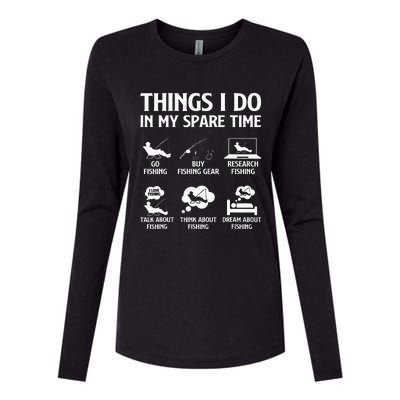 Things I Do In My Spare Time Fishing Womens Cotton Relaxed Long Sleeve T-Shirt