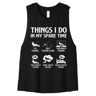 Things I Do In My Spare Time Fishing Women's Racerback Cropped Tank