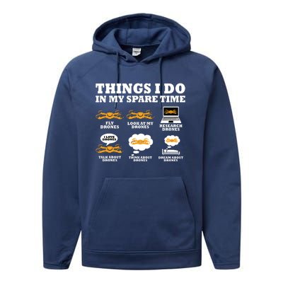 Things I Do In My Spare Time Drone Pilot Quadcopter FPV Performance Fleece Hoodie