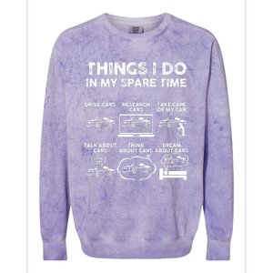 Things I Do In My Spare Time Funny Car Guy Car Enthusiast Colorblast Crewneck Sweatshirt