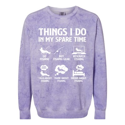 Things I Do In My Spare Time Fishing Bass Fishing Colorblast Crewneck Sweatshirt