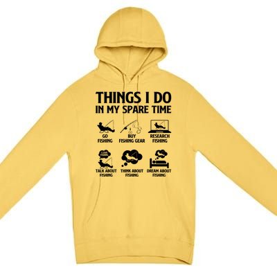 Things I Do In My Spare Time Fishing Bass Fishing Premium Pullover Hoodie