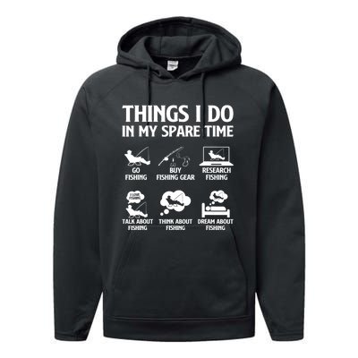 Things I Do In My Spare Time Fishing Bass Fishing Performance Fleece Hoodie