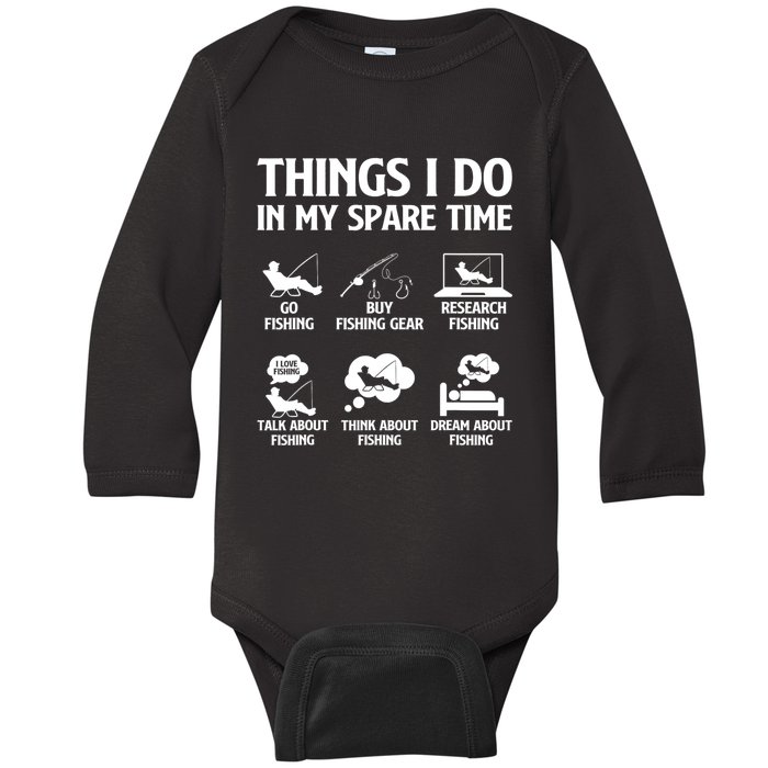 Things I Do In My Spare Time Fishing Bass Fishing Baby Long Sleeve Bodysuit