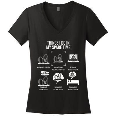 Things I Do In My Spare Time Rollercoaster Theme Park Women's V-Neck T-Shirt