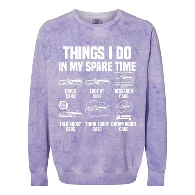 Things I Do In My Spare Time Car Enthusiast Classic Car Guy Colorblast Crewneck Sweatshirt