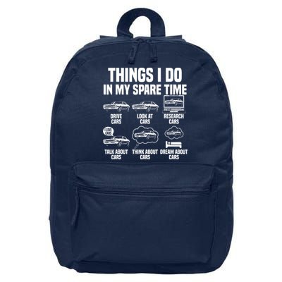 Things I Do In My Spare Time Car Enthusiast Classic Car Guy 16 in Basic Backpack