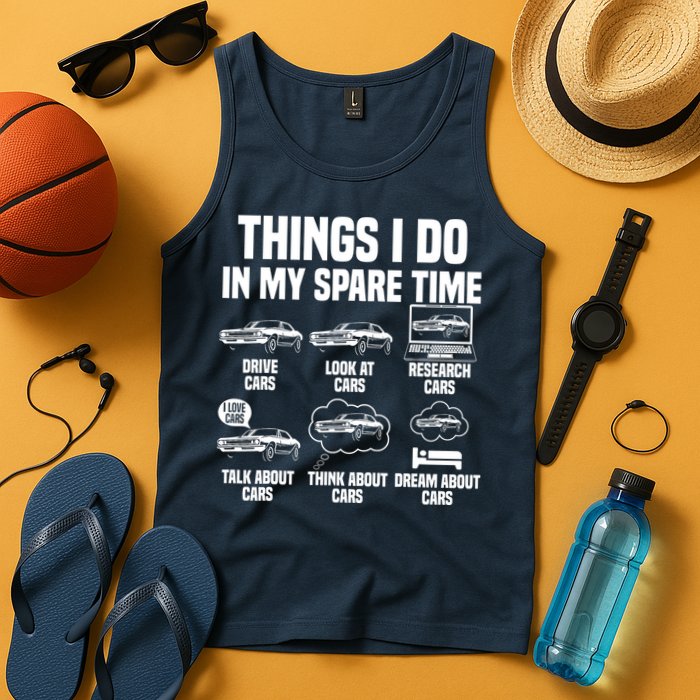 Things I Do In My Spare Time Car Enthusiast Classic Car Guy Tank Top