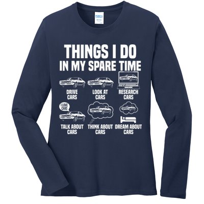 Things I Do In My Spare Time Car Enthusiast Classic Car Guy Ladies Long Sleeve Shirt