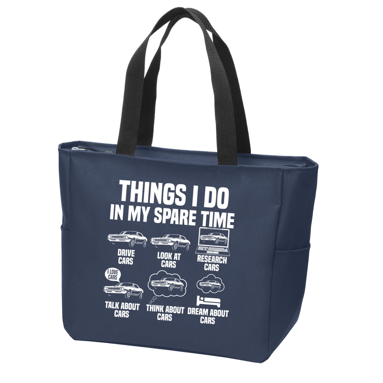 Things I Do In My Spare Time Car Enthusiast Classic Car Guy Zip Tote Bag
