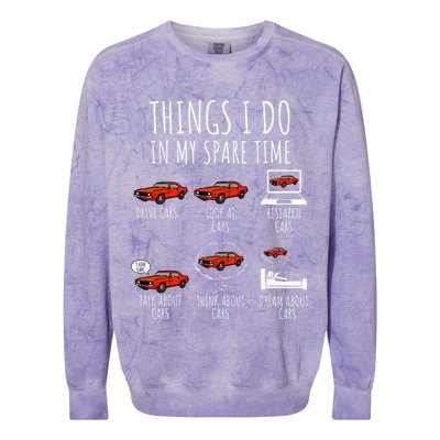 Things I Do In My Spare Time Funny Car Enthusiast Car Lover Colorblast Crewneck Sweatshirt