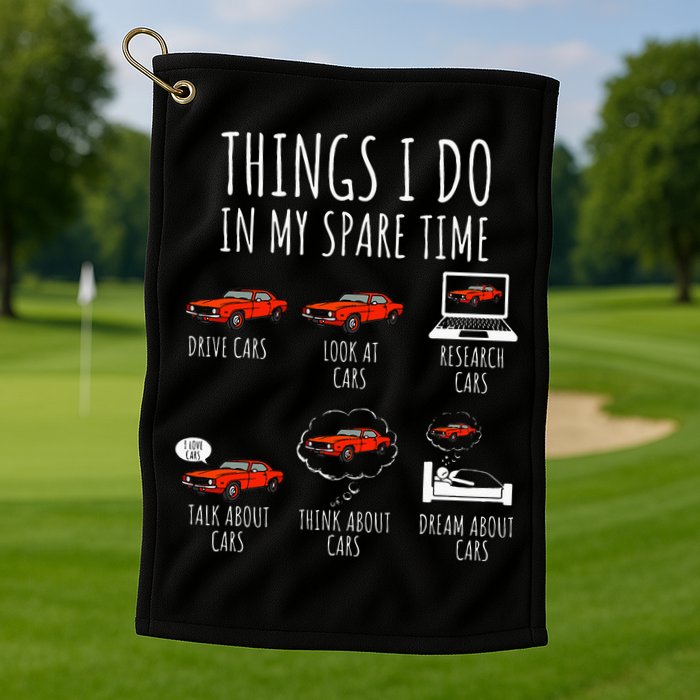 Things I Do In My Spare Time Funny Car Enthusiast Car Lover Golf Towel
