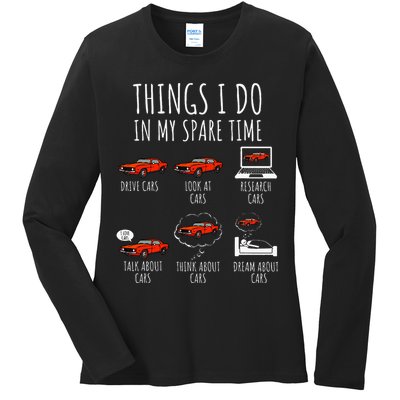 Things I Do In My Spare Time Funny Car Enthusiast Car Lover Ladies Long Sleeve Shirt