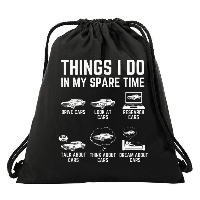 Things I Do In My Spare Time Funny Car Guy Car Enthusiast Drawstring Bag