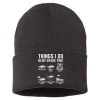 Things I Do In My Spare Time Funny Car Guy Car Enthusiast Sustainable Knit Beanie