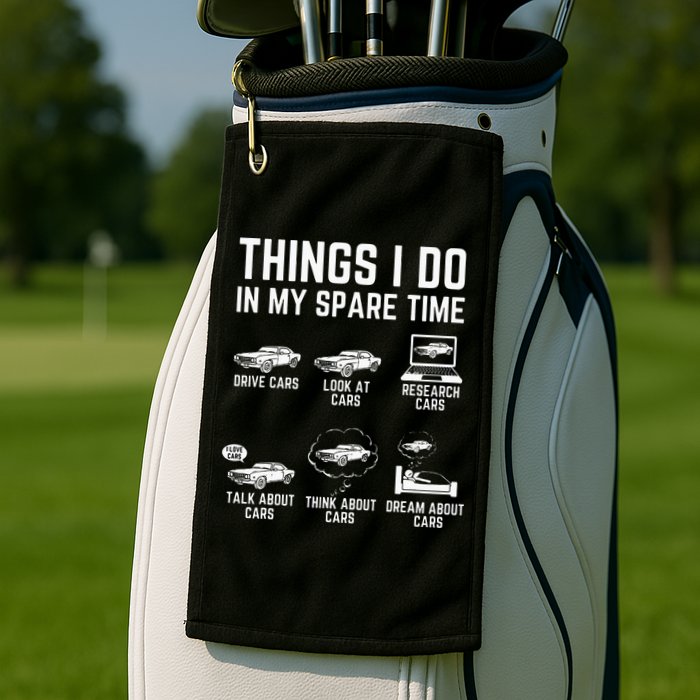 Things I Do In My Spare Time Funny Car Guy Car Enthusiast Golf Towel