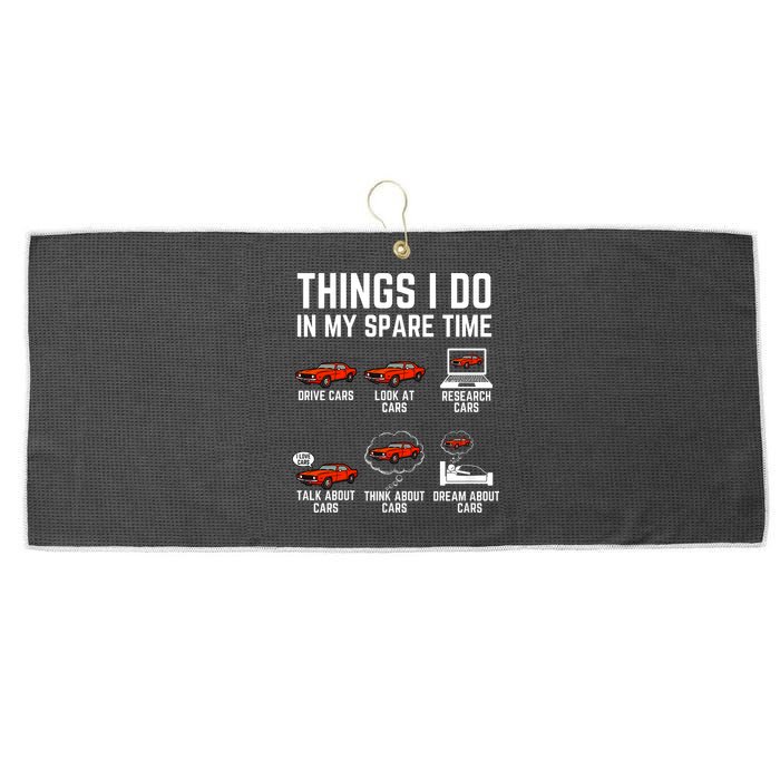 Things I Do In My Spare Time Funny Car Enthusiast Car Lover Large Microfiber Waffle Golf Towel