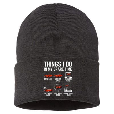 Things I Do In My Spare Time Funny Car Enthusiast Car Lover Sustainable Knit Beanie
