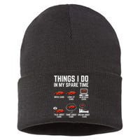 Things I Do In My Spare Time Funny Car Enthusiast Car Lover Sustainable Knit Beanie