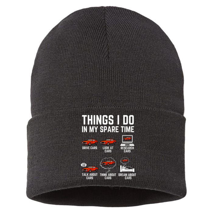 Things I Do In My Spare Time Funny Car Enthusiast Car Lover Sustainable Knit Beanie
