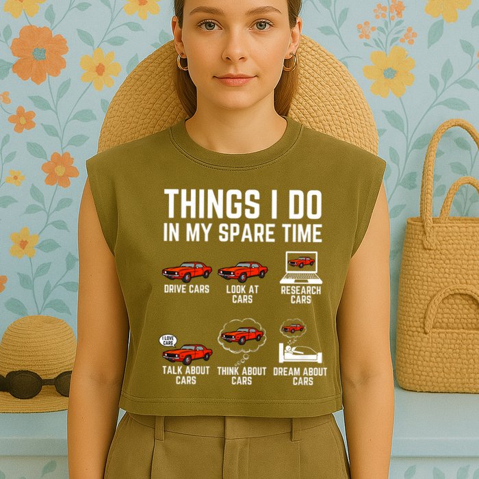 Things I Do In My Spare Time Funny Car Enthusiast Car Lover Garment-Dyed Women's Muscle Tee