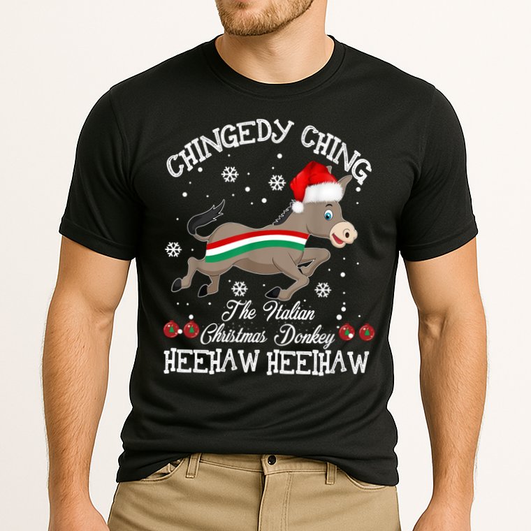 The Italian Donkey Christmas Chingedy Ching Dominick Donkey Xmas Cooling Performance Crew T-Shirt