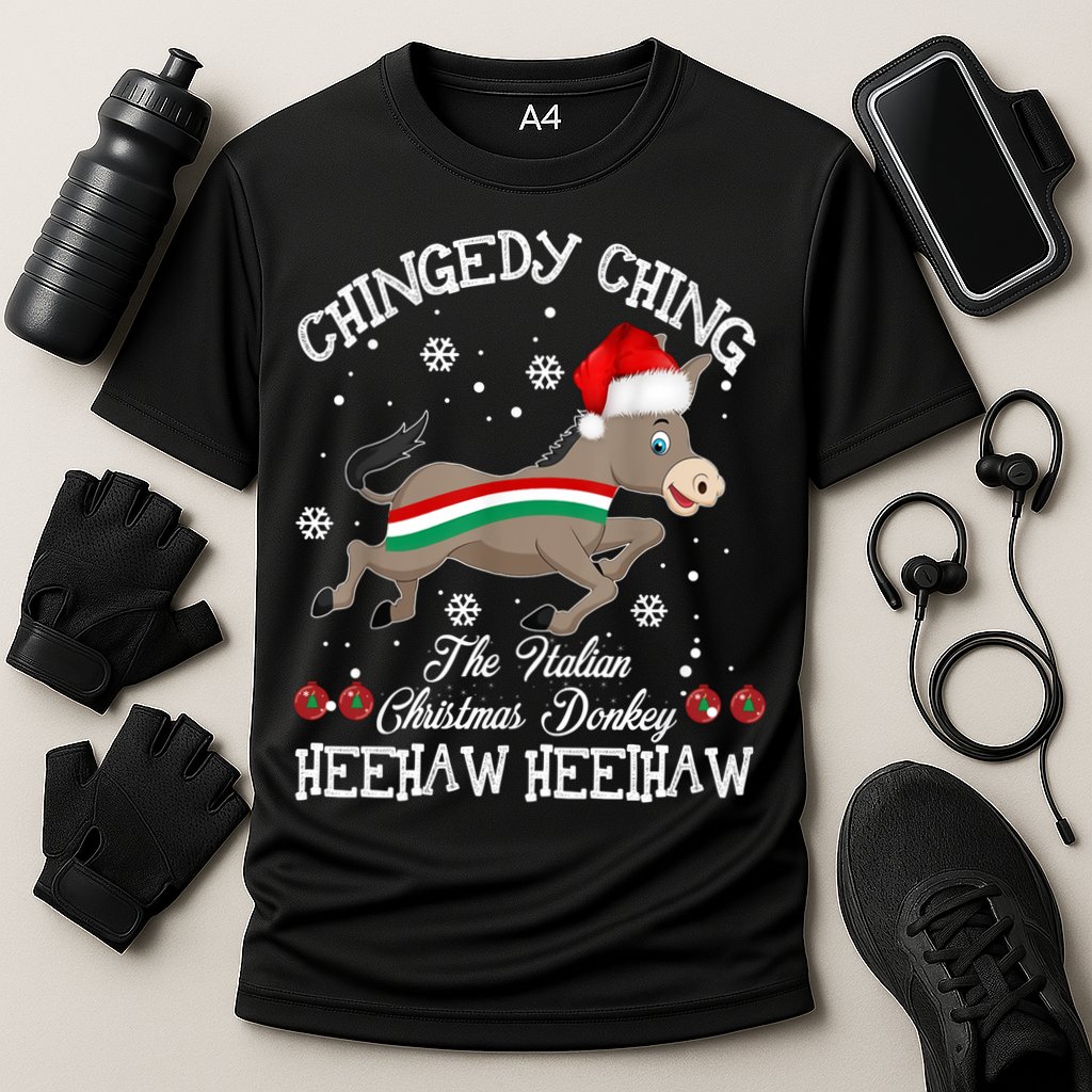 The Italian Donkey Christmas Chingedy Ching Dominick Donkey Xmas Cooling Performance Crew T-Shirt
