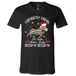 The Italian Donkey Christmas Chingedy Ching Dominick Donkey Xmas V-Neck T-Shirt