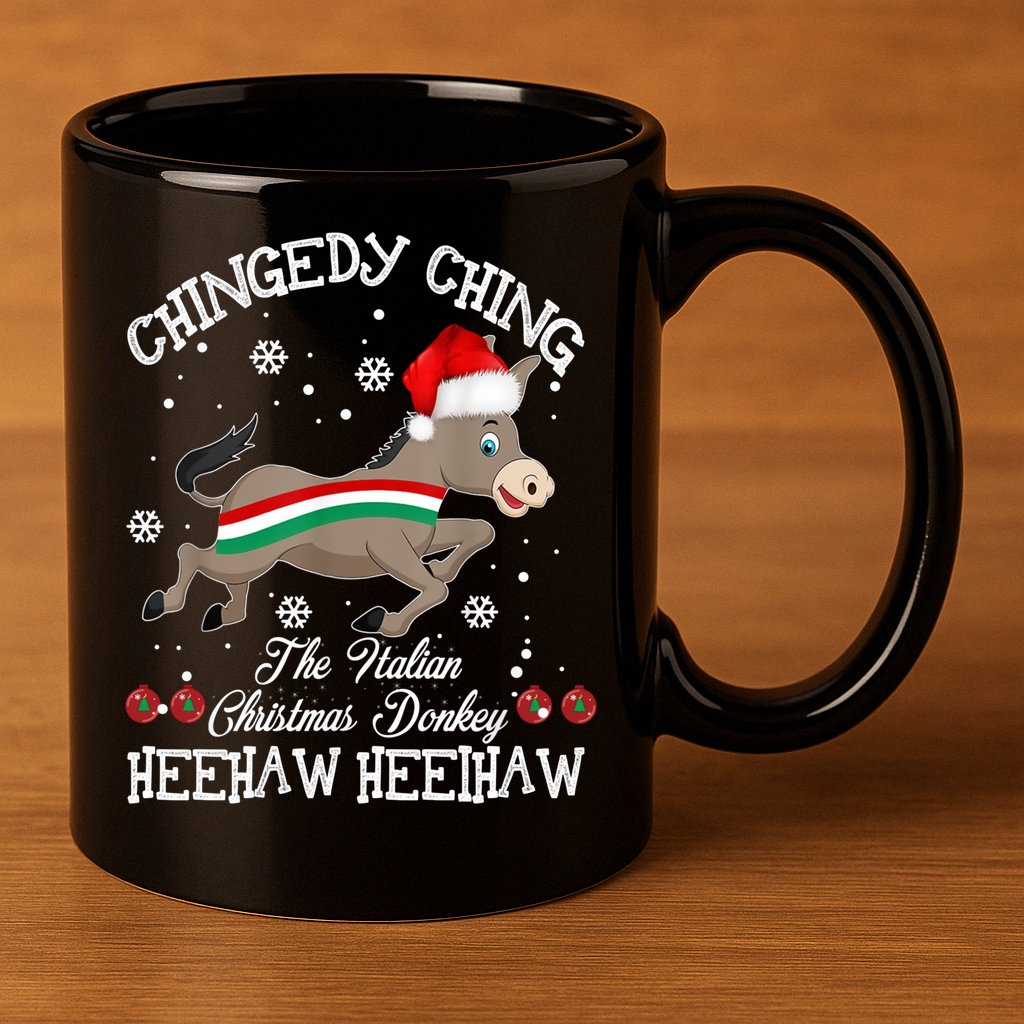 The Italian Donkey Christmas Chingedy Ching Dominick Donkey Xmas 11oz C Handle Ceramic Mug