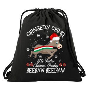 The Italian Donkey Christmas Chingedy Ching Dominick Donkey Xmas Drawstring Bag