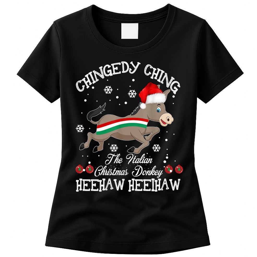 The Italian Donkey Christmas Chingedy Ching Dominick Donkey Xmas Womens T-Shirt