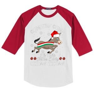 The Italian Donkey Christmas Chingedy Ching Dominick Donkey Xmas Kids Colorblock Raglan Jersey