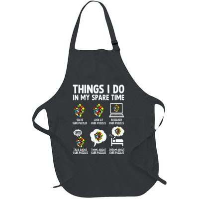 Things I Do In My Spare Time Cube Puzzle Speed Cubing Full-Length Apron With Pockets