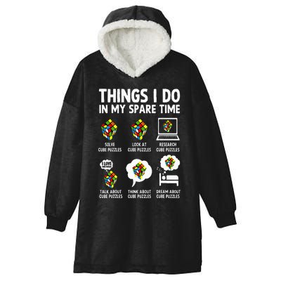 Things I Do In My Spare Time Cube Puzzle Speed Cubing Hooded Wearable Blanket