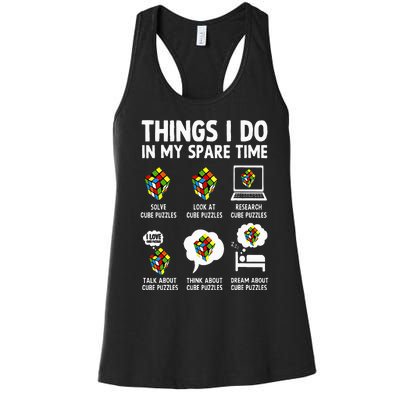 Things I Do In My Spare Time Cube Puzzle Speed Cubing Women's Racerback Tank