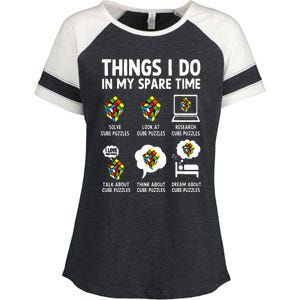 Things I Do In My Spare Time Cube Puzzle Speed Cubing Enza Ladies Jersey Colorblock Tee