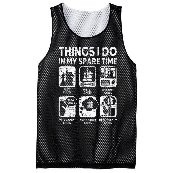 Things I Do In My Spare Time Chess Player Funny Chess Lover Mesh Reversible Basketball Jersey Tank