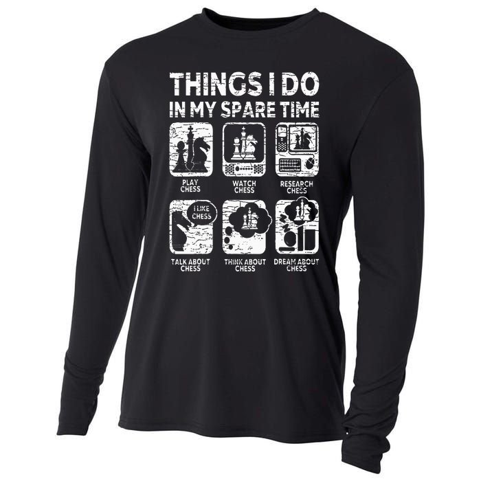 Things I Do In My Spare Time Chess Player Funny Chess Lover Cooling Performance Long Sleeve Crew