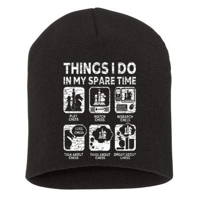 Things I Do In My Spare Time Chess Player Funny Chess Lover Short Acrylic Beanie