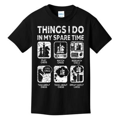 Things I Do In My Spare Time Chess Player Funny Chess Lover Kids T-Shirt