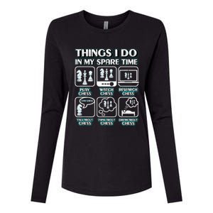 Things I Do In My Spare Time Chess Player Chess Womens Cotton Relaxed Long Sleeve T-Shirt