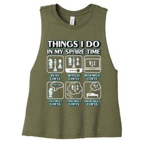 Things I Do In My Spare Time Chess Player Chess Women's Racerback Cropped Tank