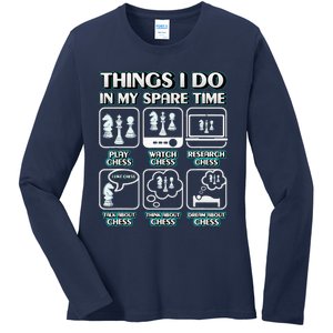 Things I Do In My Spare Time Chess Player Chess Ladies Long Sleeve Shirt