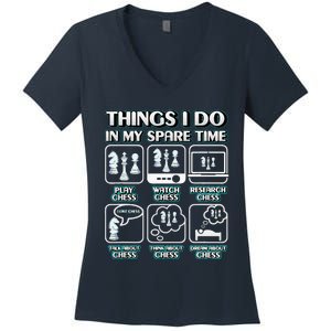 Things I Do In My Spare Time Chess Player Chess Women's V-Neck T-Shirt