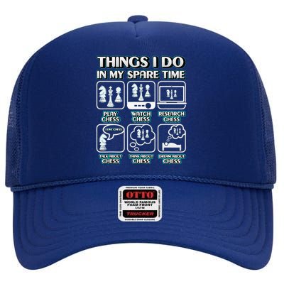 Things I Do In My Spare Time Chess Player Chess High Crown Mesh Back Trucker Hat